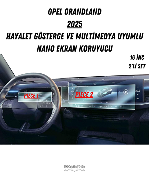 Uniqanatolia Opel Grandland 2025 Hayalet Gösterge ve Multimedya Uyumlu Nano Ekran Koruyucu