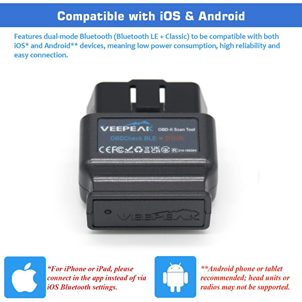 Veepeak OBDCheck Plus Bluetooth OBD 2 Araç Tanı Cihazı