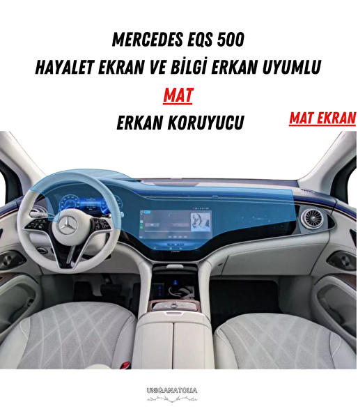 Uniqanatolia Mercedes EQS 500 Hayalet ve Bilgi Ekran Uyumlu Mat Ekran Koruyucu