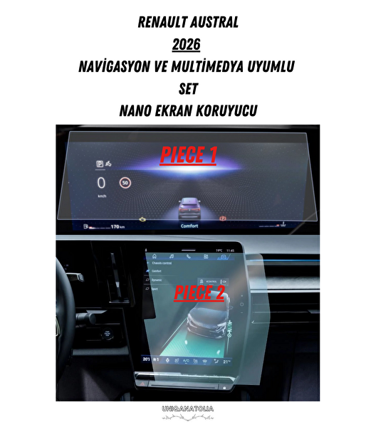 Uniqanatolia Renault Austral 2026 Hayalet Ekran Ve Multimedya Uyumlu Set Nano Ekran Koruyucu