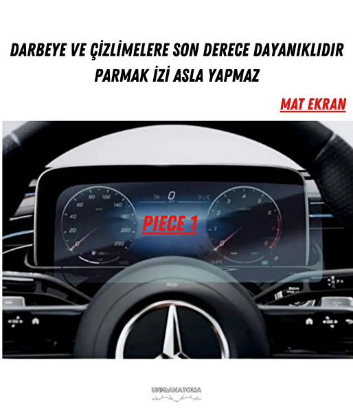 Uniqanatolia Mercedes E180 2026 Hayalet Gösterge ve Multimedya Uyumlu Set Mat Ekran Koruyucu