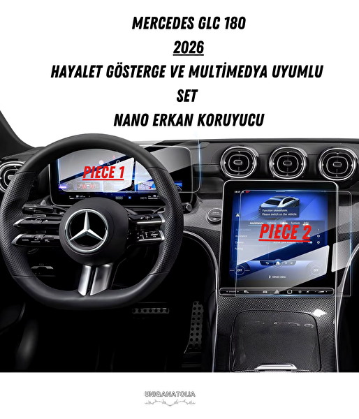 Uniqanatolia Mercedes GLC 180 2026 Hayalet Gösterge ve Multimedya Uyumlu Set Nano Ekran Koruyucu
