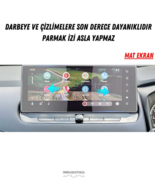 Uniqanatolia Nissan Qashaqai 2026 Navigasyon ve Multimedya Uyumlu Mat Ekran Koruyucu