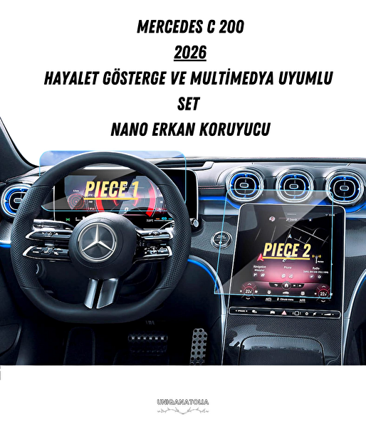 Uniqanatolia Mercedes C200 2026 Hayalet Ekran Ve Multimedya Uyumlu Set Nano Ekran Koruyucu