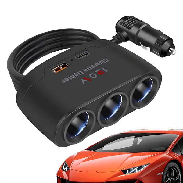 Mega Oto Market 3’lü Araç Çakmaklık Çoğaltıcı 12V-24V Uyumlu Çoklu Soket Adaptörü