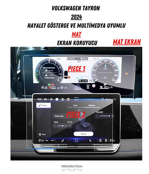 Uniqanatolia Volkswagen Tayron 2024 Hayalet Gösterge Ve Multimedya Uyumlu Set Mat Ekran Koruyucu