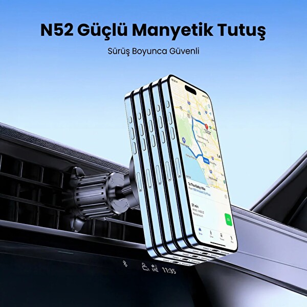 Bix BXCH14 360 Derece Metal Kancalı Manyetik Havalandırma Izgarası Araç İçi Telefon Tutucu