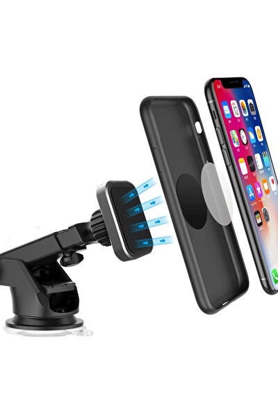 Başkenttekno 005 Siyah Çok Amaçlı Magnetic Car Holder Araç içi Telefon Tutucu