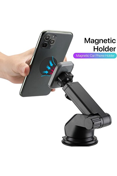 Başkenttekno 005 Siyah Çok Amaçlı Magnetic Car Holder Araç içi Telefon Tutucu