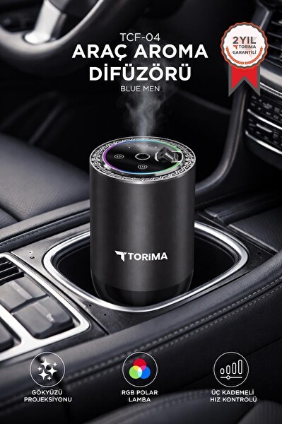 Torima TCF04 Araç İçi Aroma Difüzörü Hava Nemlendirici RGB Işıklı Şarjlı Blue Men Oda ve Araba Kokusu