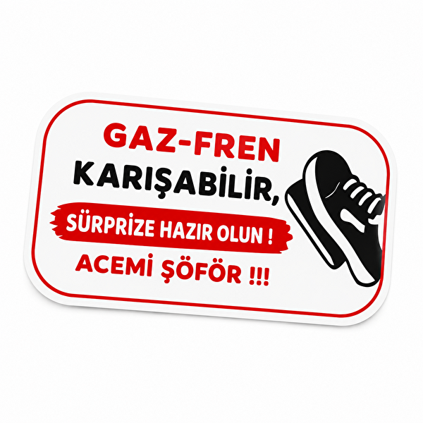 Mega Oto Market Acemi Sürücü Magneti Tak Çıkar Manyetik Araba Bagaj Uyarı Levhası -Gaz Fren Karışabilir