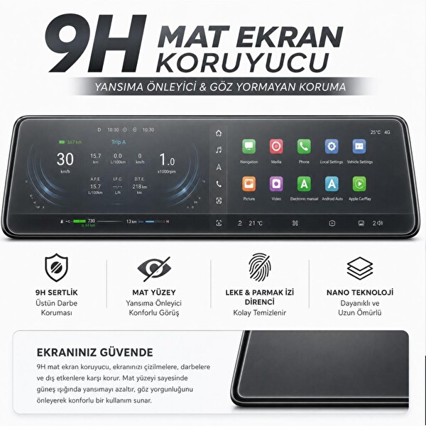 Engo Chery Tiggo 7 Multimedya ve Gösterge Mat Ekran Koruyucu