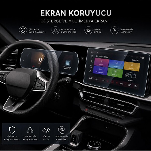 Engo Renault Boreal Multimedya ve Gösterge için Parlak Ekran Koruyucu