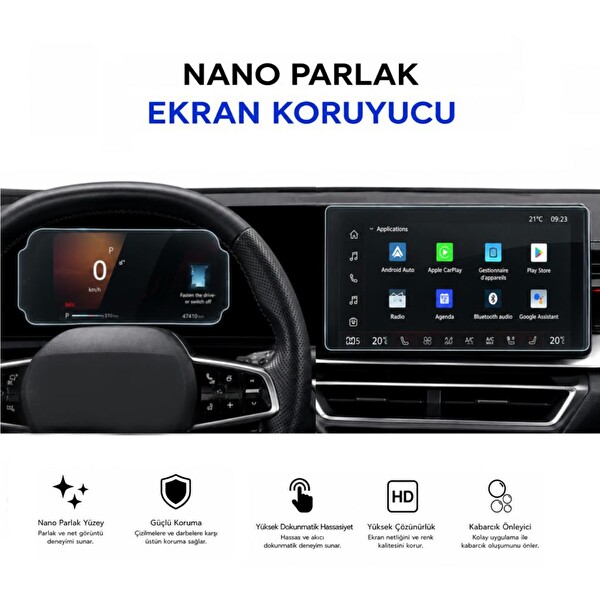Engo Renault Boreal Multimedya ve Gösterge için Parlak Ekran Koruyucu
