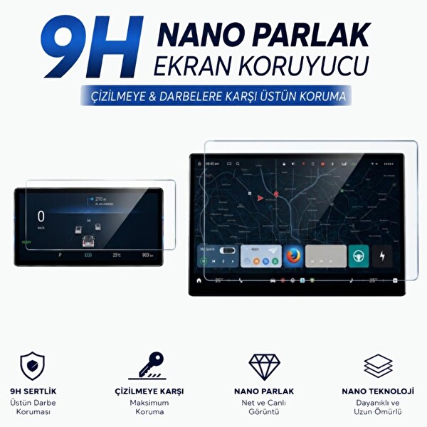 Engo Chery Tiggo 8 Multimedya ve Dijital Gösterge Ekran Koruyucu