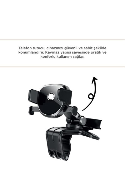 Başkenttekno JX068 Vakumlu Sarsıntı Önleyici Siyah Araç içi Telefon Tutacağı