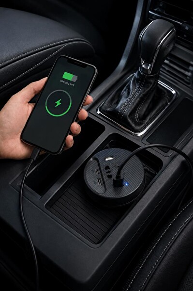 Torima G22 Araç Şarj Aleti Çakmaklık İnvertör - Şarj Cihazı 220V Priz+USB - Type-C Araba Çakmaklık Siyah