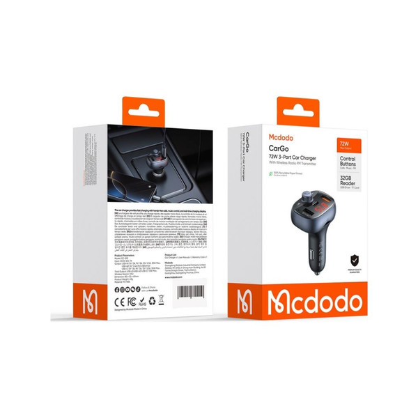 Mcdodo CC-5950 Cargo Serisi 72W Bluetooth Fm Vericili Araç İçi Çakmaklık Şarj Cihazı