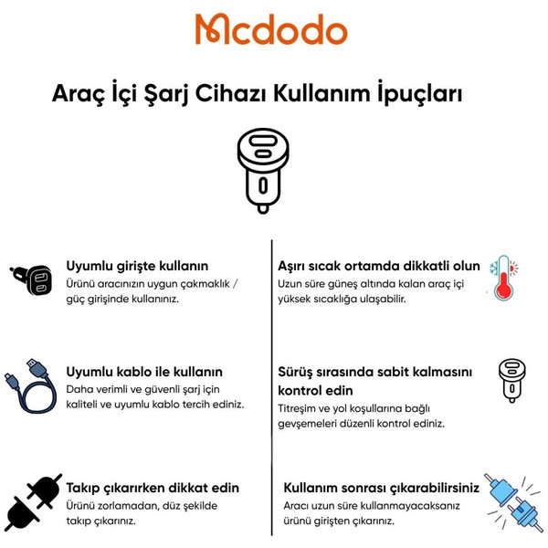 Mcdodo CC-5950 Cargo Serisi 72W Bluetooth Fm Vericili Araç İçi Çakmaklık Şarj Cihazı
