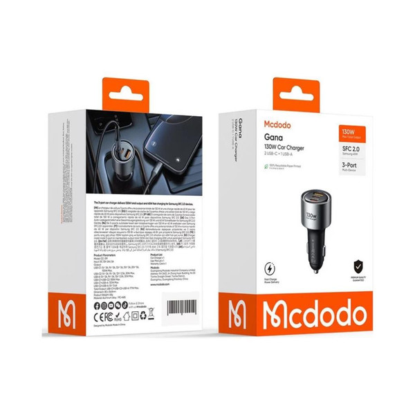Mcdodo CC-3190 Gana Serisi 130W 2C1A Araç İçi Çakmak Hızlı Şarj Cihazı