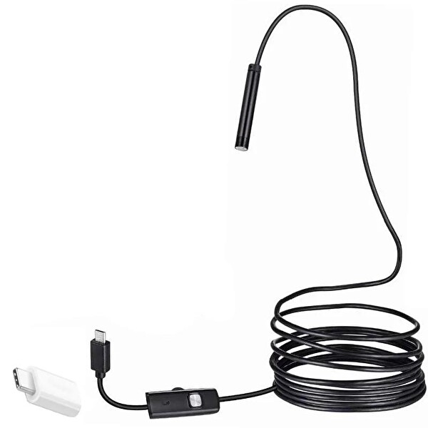 WellCam AD553-5 3 In 1 Micro USB / Type C / PC 7 MM Işıklı 2 M Endeskop Yılan Kamera