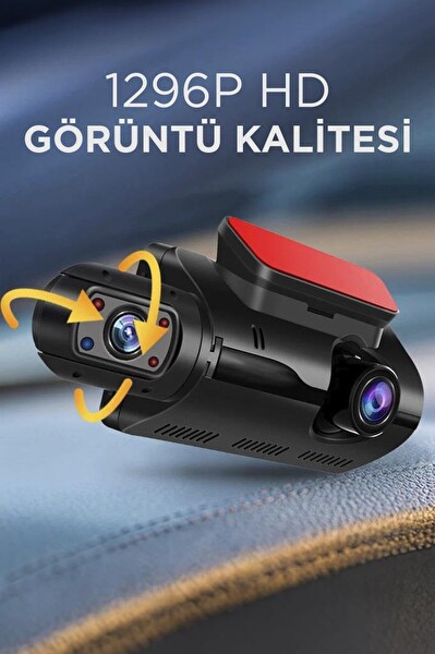 Torima TA-03 1296p Araç İçi 2 Kameralı LCD Ekranlı Gece Görüşlü G-Sensörlü Yol Kayıt Siyah Araç Kamerası