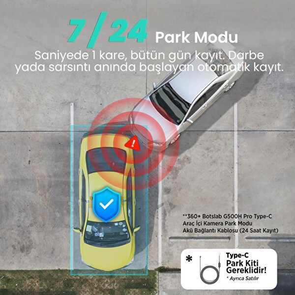 360+ Botslab G500H Pro ADAS Ön 3K QHD -Arka 1080P FHD 150° Geniş Açı WiFi+GPS Araç İçi Kamera +Park Modu Kiti