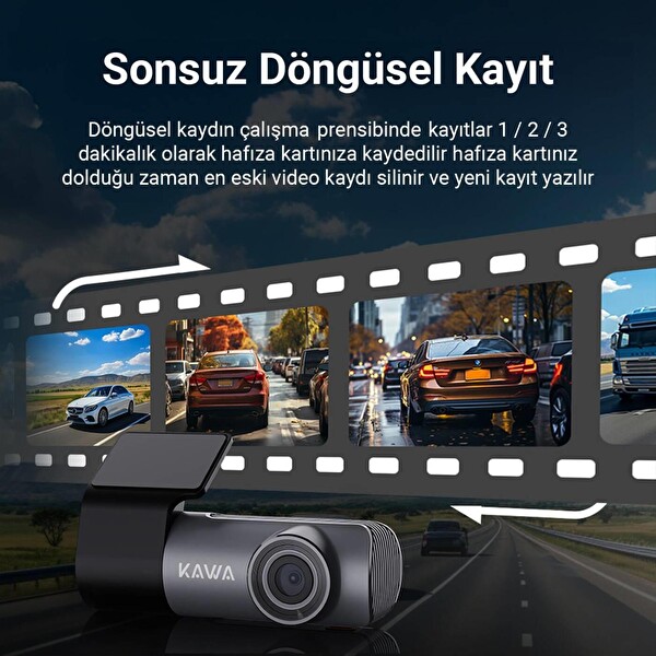 Kawa D5 2K 1296P WDR WiFi 135 Derece Geniş Açı Lens Araç Kamerası