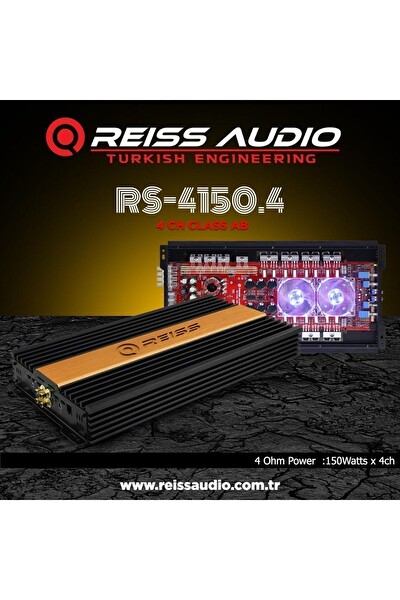 Reiss Audio RS-4150.4 AB 4 Kanal Efsane Seri Oto Amfi 4CH 4 Ohm 150W RMS 2 Ohm 4CH × 200W