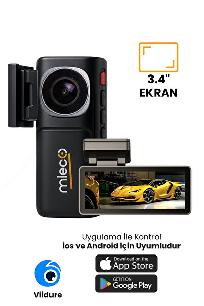 Mieco A7 4K UHD WiFi ADAS 150 Derece Ultra Geniş Açı Gece Görüşü Ön - Arka Araç Kamerası 2025 - Hafıza Kartı Hediyeli