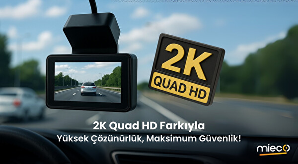 Mieco G4 2K QHD GPS 4G WiFi 140 Derece Geniş Açı Gece Görüşü Ön - Arka Kamera Sim Kartlı Araç Kamerası 2025 - Hafıza Kartı