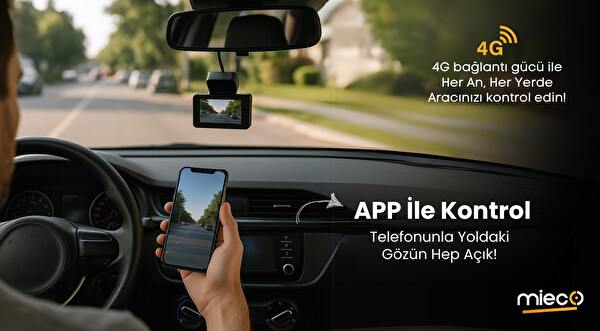 Mieco G4 2K QHD GPS 4G WiFi 140 Derece Geniş Açı Gece Görüşü Ön - Arka Kamera Sim Kartlı Araç Kamerası 2025 - Hafıza Kartı