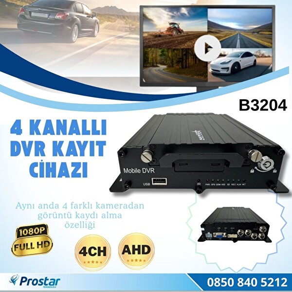 Navistar 4 Kanal AHD 1080P Harddisk ve SD kart Destekli Profesyonel Mobil DVR Kayıt Cihazı