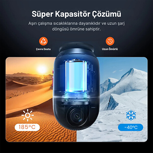 70Mai Dash Cam X800 Ön Kamera - 128 GB RC14 Siyah Arka Araç Kamerası