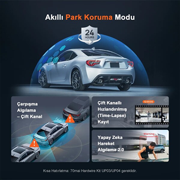 70Mai Dash Cam X800 Ön Kamera - 128 GB RC14 Siyah Arka Araç Kamerası