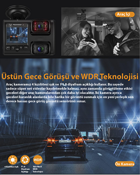 Pruveeo D30 Wi-Fi 4K Araç Kamerası