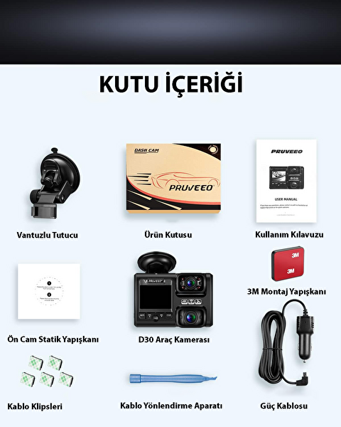 Pruveeo D30 Wi-Fi 4K Araç Kamerası