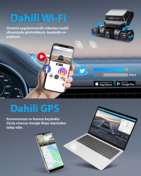 Pruveeo D90-4CH FHD Wi-Fi GPS - 128 GB SD Kart