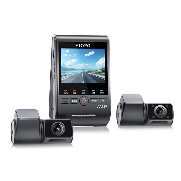 Viofo A329S 3 Kameralı Ön-Arka-İç 4K-2K-2K Wi-Fi 6 HDR Sony Stravis 2 Sensör GPS'li SSD Destekli Araç Kamerası
