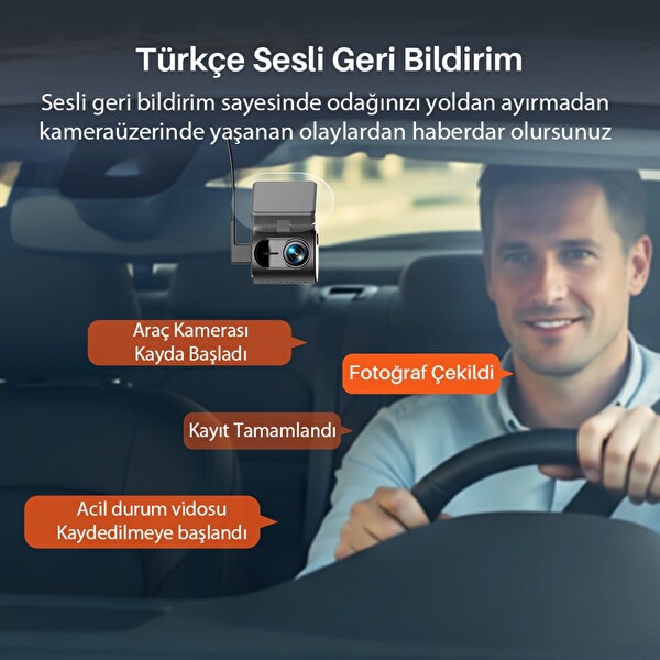 Kawa Mini 3 Gen2 2K 1296P WiFi 145 Derece Geniş Açı Gece Görüşlü 32GB Hafıza Kartlı Akıllı Araç Kamerası