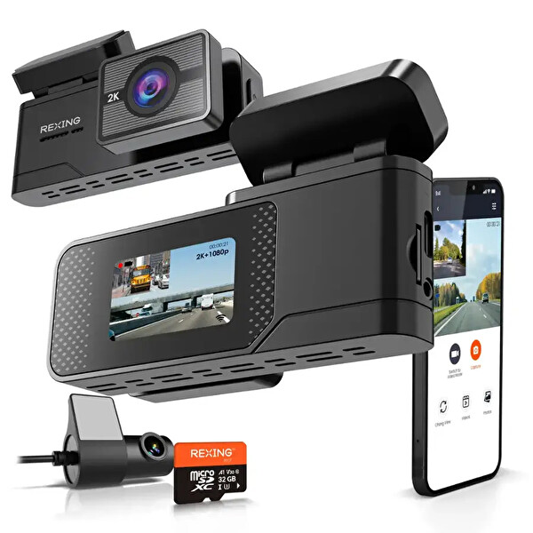 Rexing C2 2K+1080P WiFi Araç Kamerası - 32 GB SD Kart