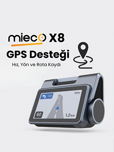 Mieco X8 Wifi 4K UHD 170° Ultra Geniş Açı ADAS Ön + Arka Araç Kamerası