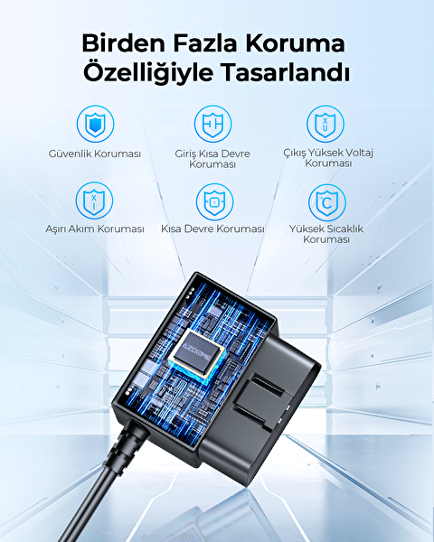 Azdome Obd Hardwire Kit Type-C Giriş 7/24 Park Modu Destekli Güç Adaptörü 12-24V