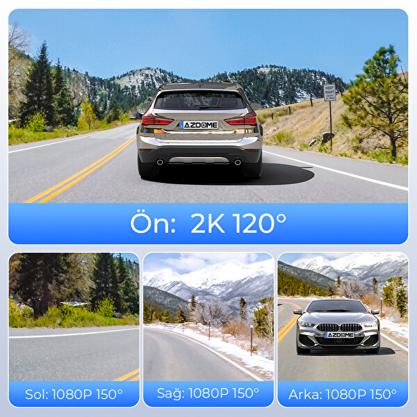 Azdome M660 4K 4 Kameralı 360 Derece Çekim 128GB Akıllı Araç Kamerası