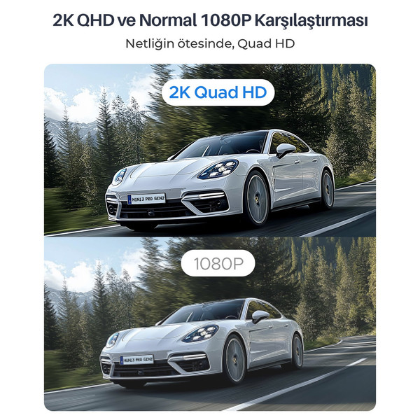 Kawa Mini 3 Pro Gen2 2K 1296P WDR 145 Derece Geniş Açı Lens WiFi Araç Kamerası - 32 GB Hafıza Kartı