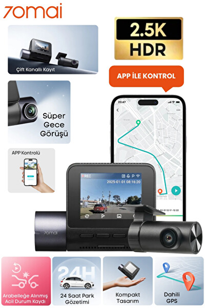 70Mai Araç Kamerası A410 Ön Kamera - RC21 Arka Kamera Set 2.5K - 1080P Çift Kamera