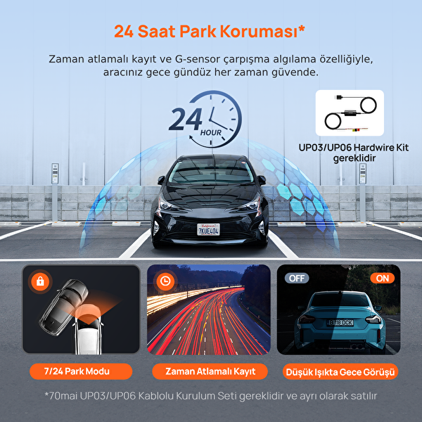 70Mai 2.5k Araç Kamerası A410 Ön Kamera ( Sadece Ön Kamera ) Süper Gece Görüşü F1.55 Wi-Fi Dahili