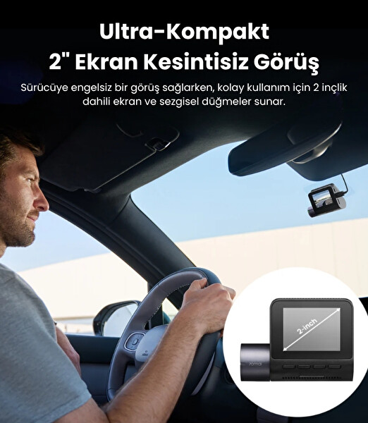 70Mai 2.5k Araç Kamerası A410 Ön Kamera ( Sadece Ön Kamera ) Süper Gece Görüşü F1.55 Wi-Fi Dahili
