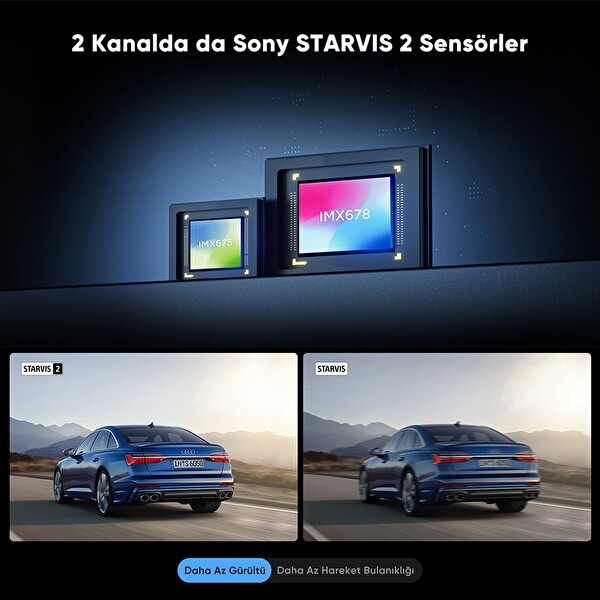 Viofo A329T 2 Kameralı Ön ve Telefoto 4K 60FPS 2K Wi-Fi 6 HDR Sony Starvis 2 Sensör GPSli SSD Destekli Araç Kamerası