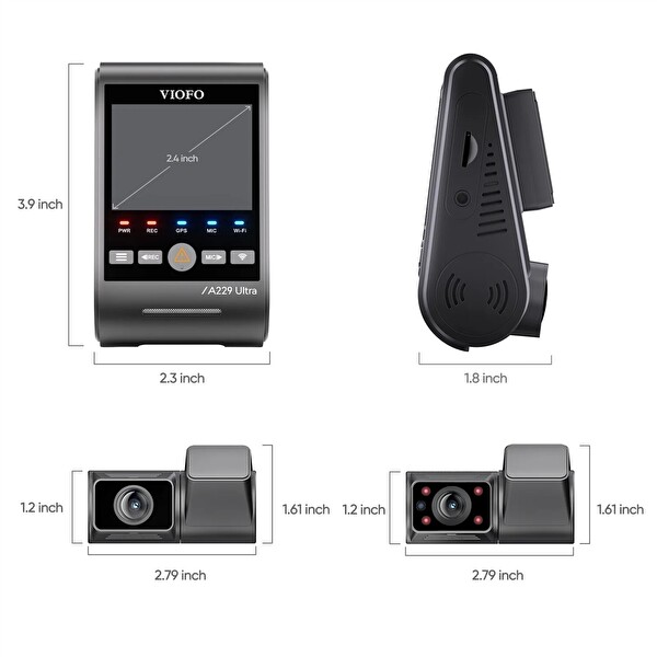 Viofo A229 Ultra 3 Kameralı Ön-İç-Arka 4K+4K+1080P 2 Sensörlü HDR Wi-Fi 6 GPS'li Sony Starvis Araç Kamerası